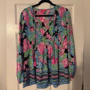 Lilly Pulitzer Women’s Marilina Onyx Jaguar Print Top